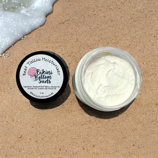 Handcrafted beef tallow balm with avocado and almond oil