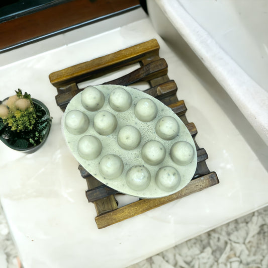 Wooden soap tray dish with slotted drainage design