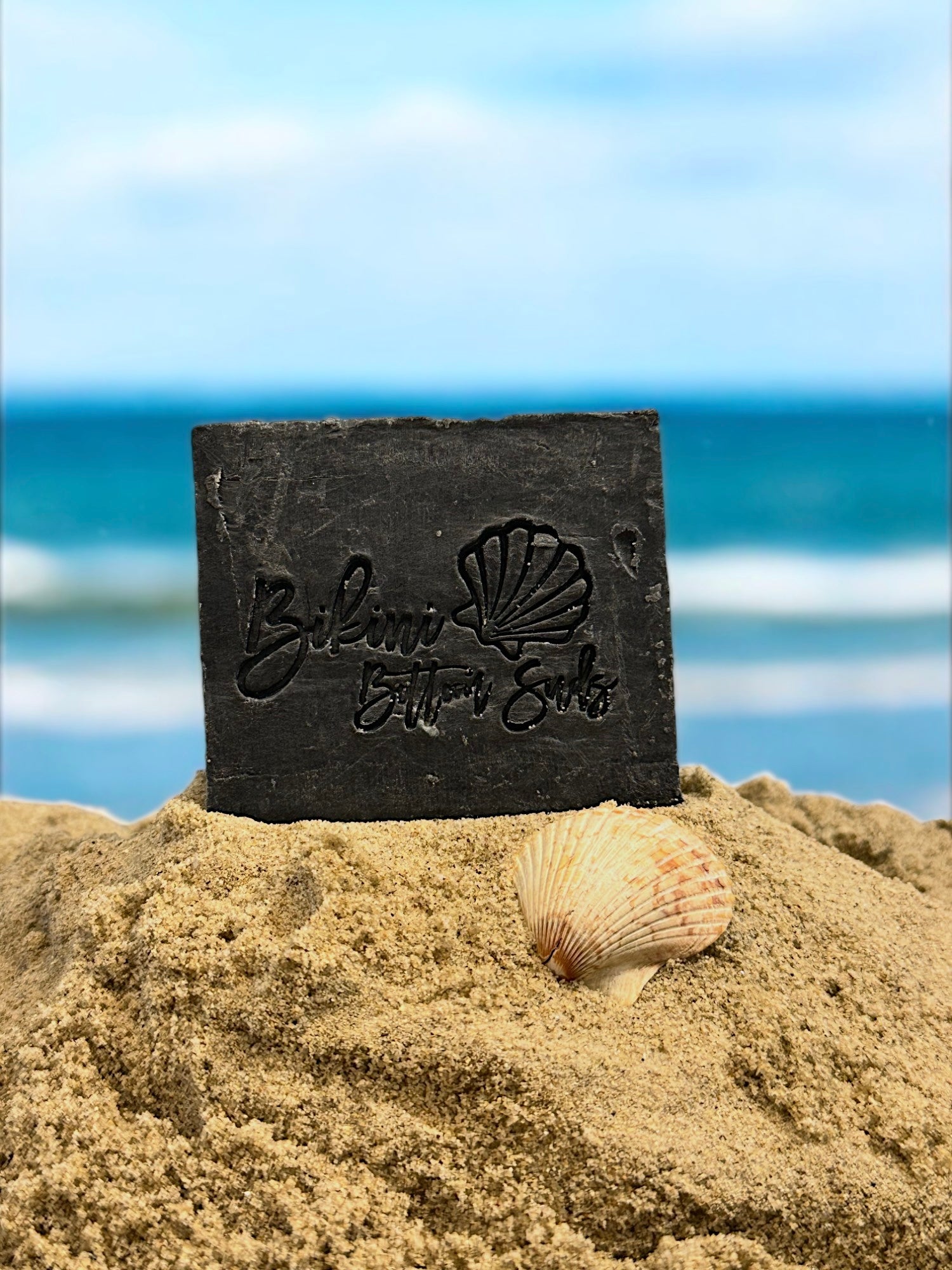 Aesthetic display of activated charcoal soap – vegan, handcrafted skincare