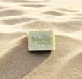 Handmade cucumber soap bar with goat milk and exfoliating apricot shells