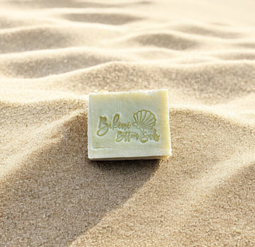 Handmade cucumber soap bar with goat milk and exfoliating apricot shells