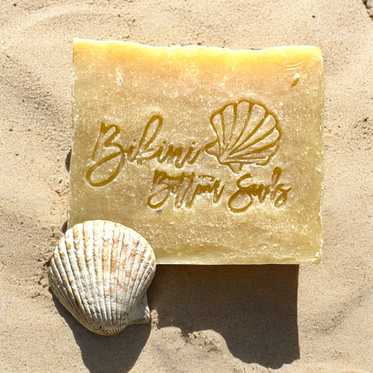 Handmade tropical coconut soap bar with coconut oil and citrus essential oils